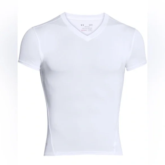 NWT Under Armour Men's V-neck Compression Short-sleeve T-shirt, White, Size L - Picture 5 of 13